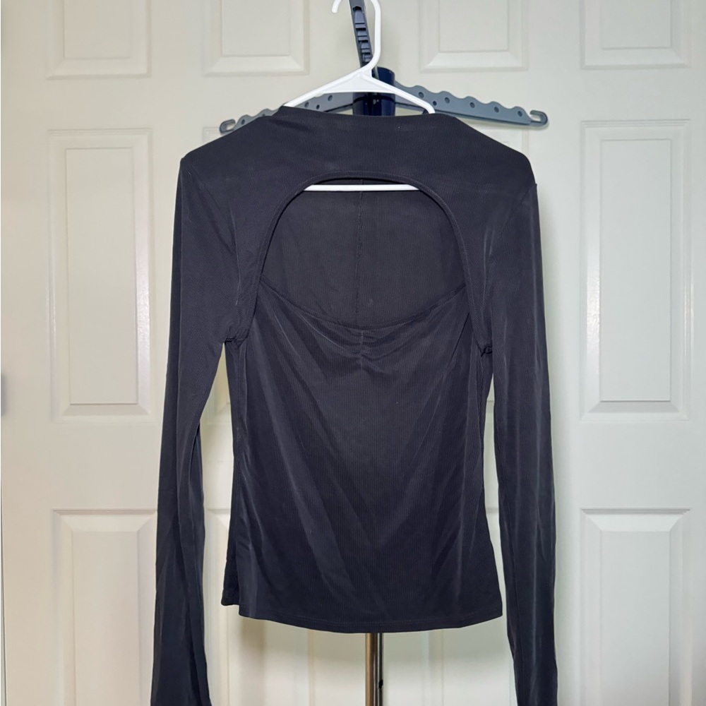 Free People Charcoal Long Sleeve Top